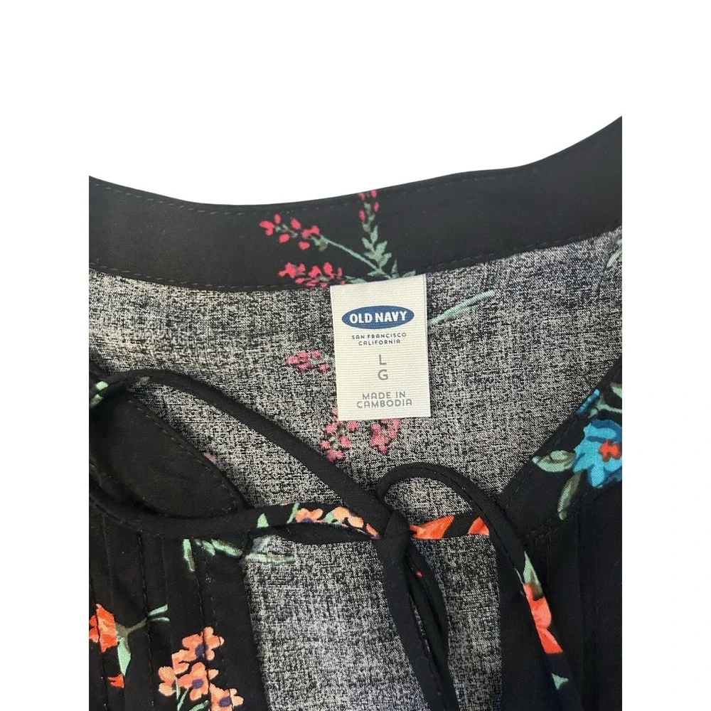 Old Navy Black Floral Long Sleeve Dress Size Large